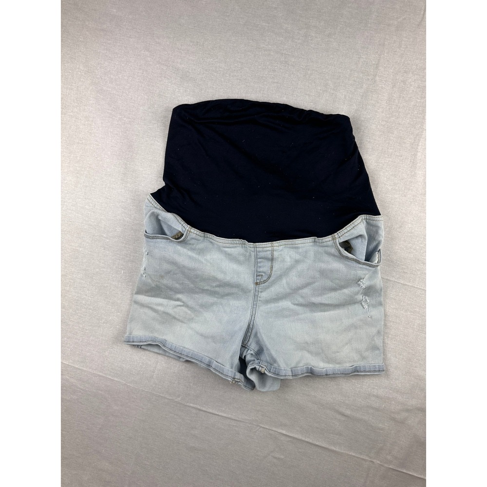 Isabel by Ingrid & Isabel Maternity Midi Denim Shorts‎ Light Wash Blue Size 10